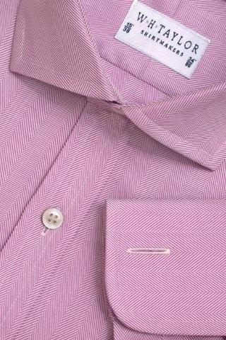 W.H Taylor shirtmakers Large Lilac Herringbone Stripe Bespoke Shirt