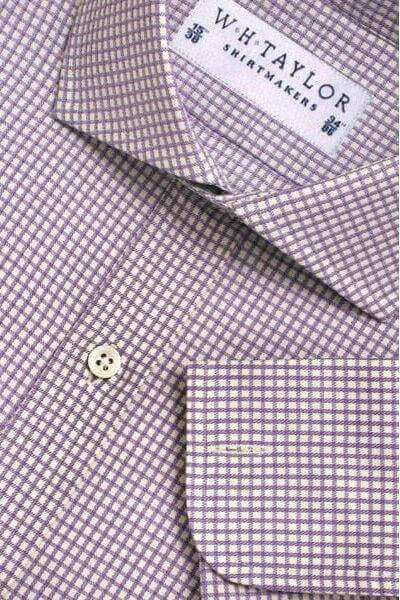 Lilac Mini Check Men's Bespoke Shirt - whtshirtmakers.com