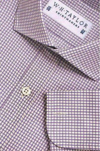 W.H Taylor shirtmakers Lilac Mini Check Bespoke Shirt
