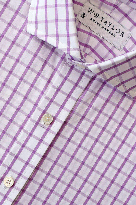 Lilac Windowpane Check Poplin Ladies Bespoke Shirt - whtshirtmakers.com