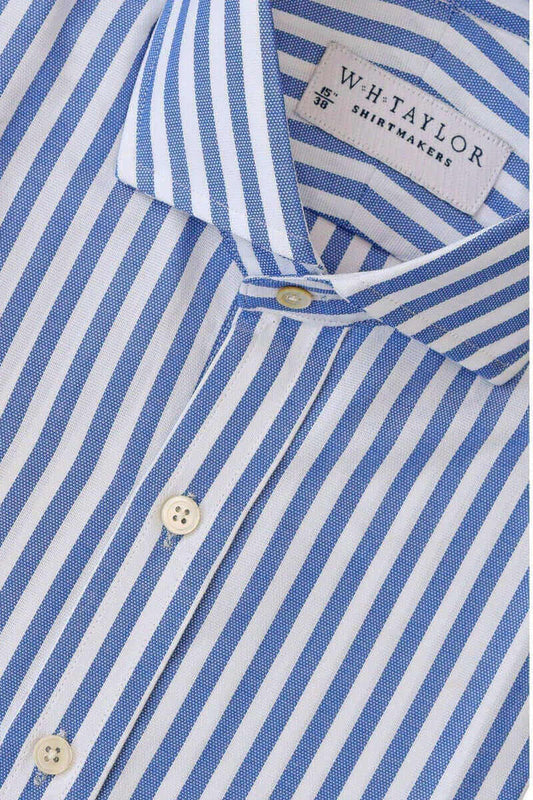 Blue Butcher Stripe Oxford Ladies Bespoke Shirt - whtshirtmakers.com