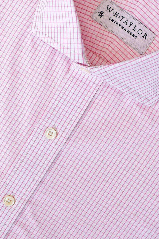 Pink Graph Check Poplin Ladies Bespoke Shirt - whtshirtmakers.com