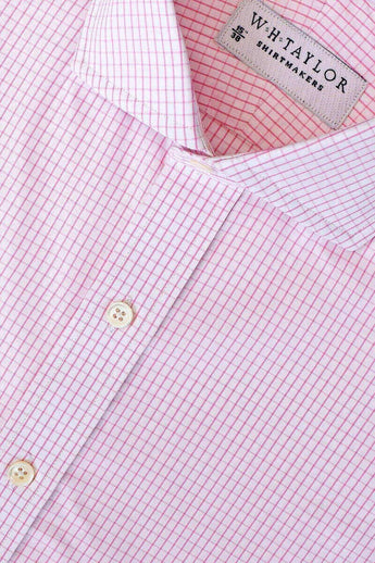 W.H Taylor shirtmakers Pink Graph Check Poplin Bespoke Shirt