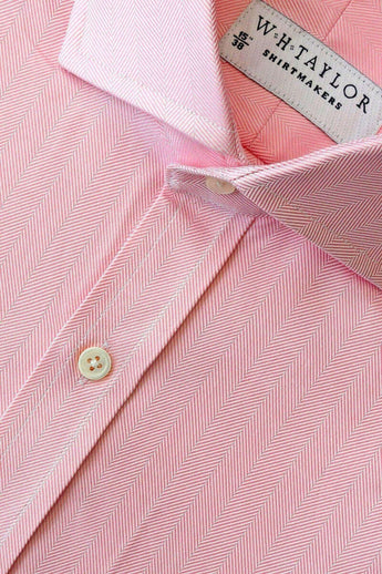 W.H Taylor shirtmakers Pink Herringbone Stripe Bespoke Shirt