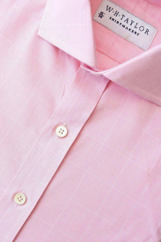 Pink Prince of Wales Check Poplin Ladies Bespoke Shirt - whtshirtmakers.com