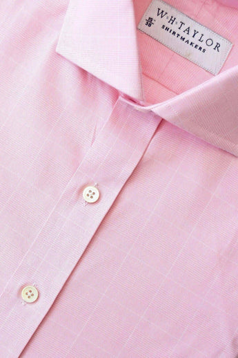 W.H Taylor shirtmakers Pink Prince of Wales Check Poplin Bespoke Shirt
