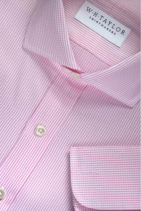 W.H Taylor shirtmakers Pink Shepherd Check Poplin Bespoke Shirt