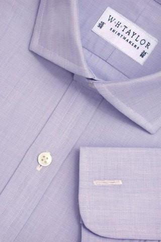 W.H Taylor shirtmakers Plain Blue End On End 140's Superfine Bespoke Shirt