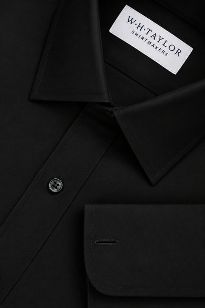 Plain Black Poplin Men's Bespoke Shirt - whtshirtmakers.com