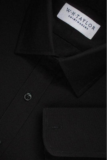 W.H Taylor shirtmakers Pack of Three Plain Black Poplin Bespoke Shirt