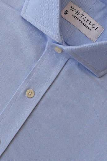W.H Taylor shirtmakers Plain Blue Pinpoint Bespoke Shirt