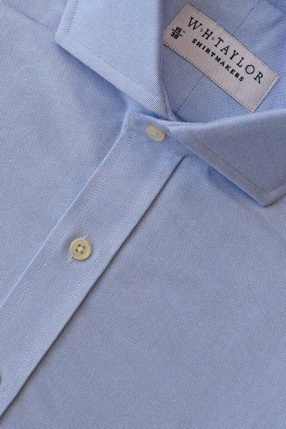 W.H Taylor shirtmakers Plain Blue Pinpoint Bespoke Shirt
