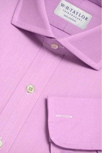 W.H Taylor shirtmakers Plain Lilac Poplin Bespoke Shirt