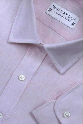 W.H Taylor shirtmakers Plain Pink Luxury Linen Bespoke Shirt