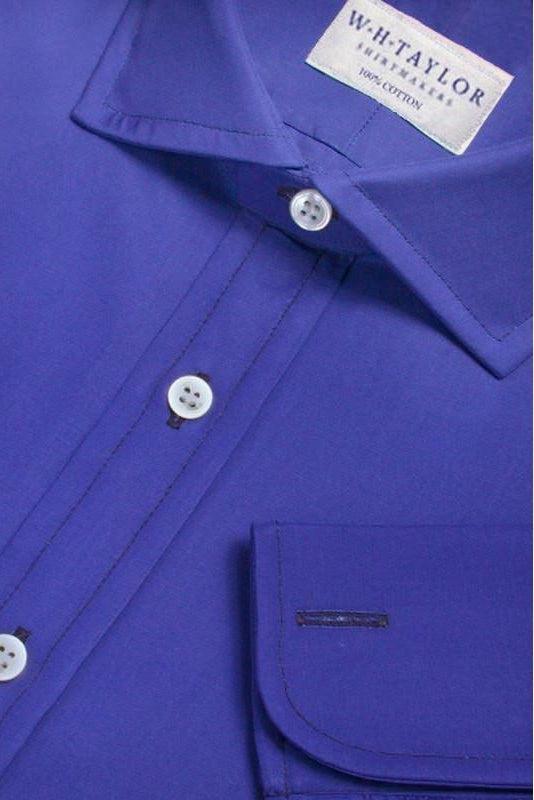 W.H Taylor shirtmakers Plain Royal Blue Poplin Bespoke Shirt