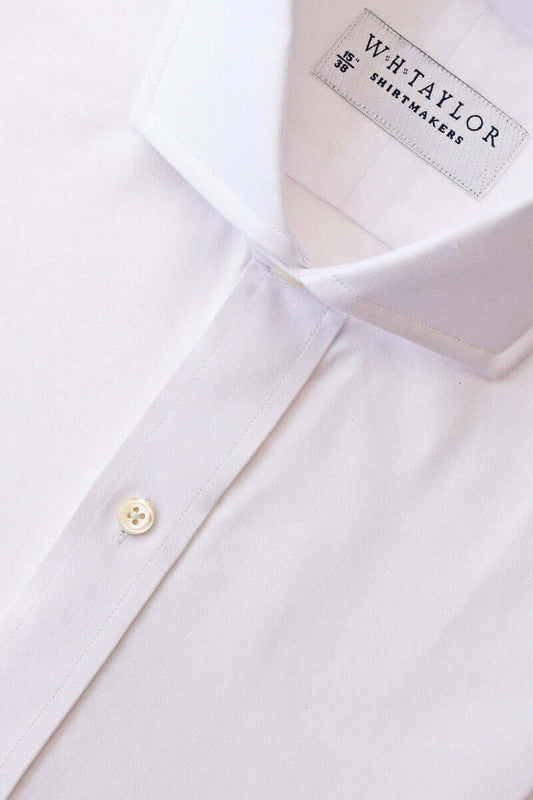 Plain White Pinpoint Men's Bespoke Shirt - whtshirtmakers.com