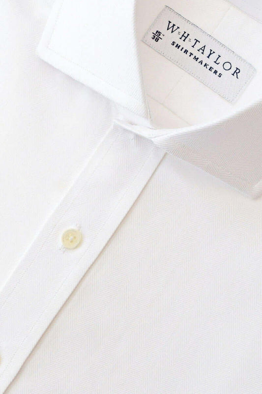 W.H Taylor shirtmakers White Herringbone Stripe Bespoke Shirt