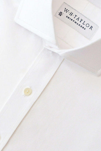 W.H Taylor shirtmakers White Herringbone Stripe Bespoke Shirt