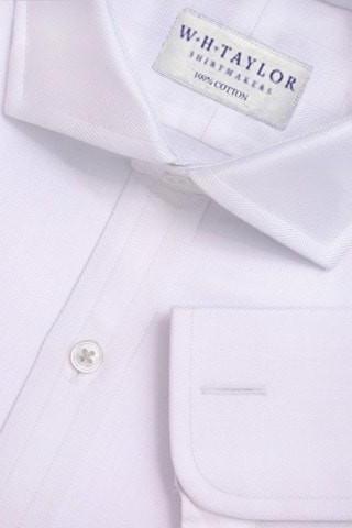W.H Taylor shirtmakers White Large Herringbone Stripe Bespoke Shirt