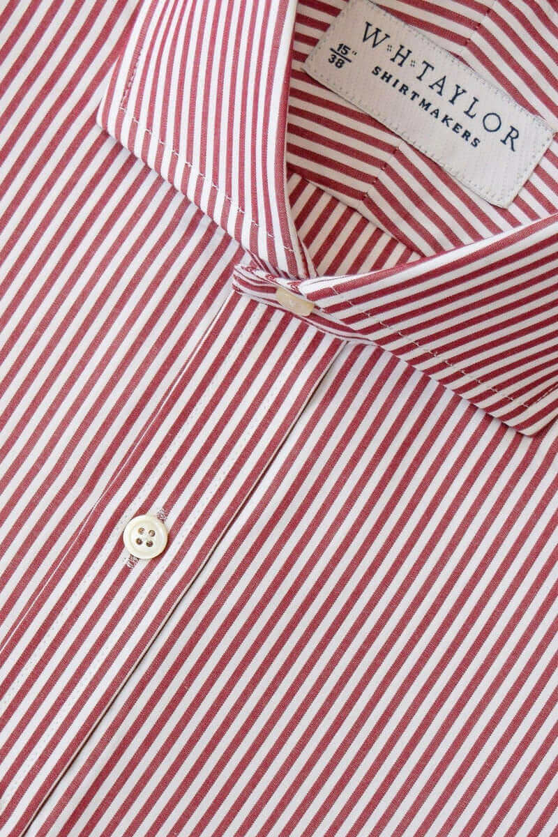 Wine Bengal Stripe Poplin Men's Bespoke Shirt - whtshirtmakers.com