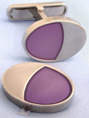 W.H Taylor shirtmakers Lilac Oval Cufflinks