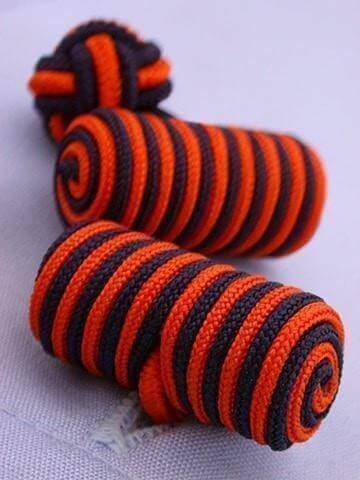 W.H Taylor shirtmakers Orange & Navy Knotted Barrel Cufflinks