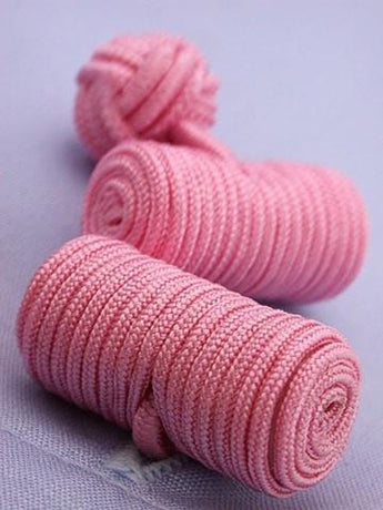 W.H Taylor shirtmakers Pink Barrel Knotted Cufflinks