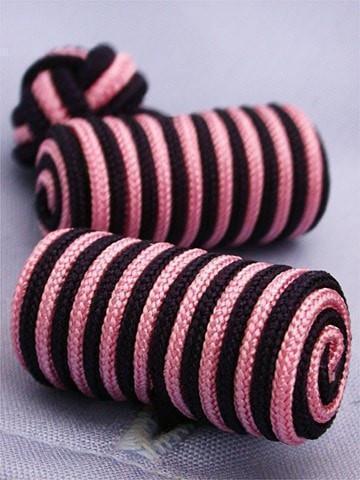 Pink & Navy Knotted Barrel Cufflinks - whtshirtmakers.com
