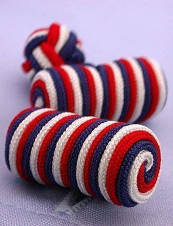 W.H Taylor shirtmakers Red White & Blue Knotted Barrel Cufflinks