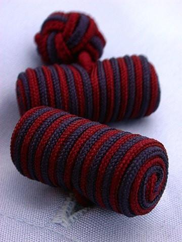 Wine & Navy Knotted Barrel Cufflinks - whtshirtmakers.com