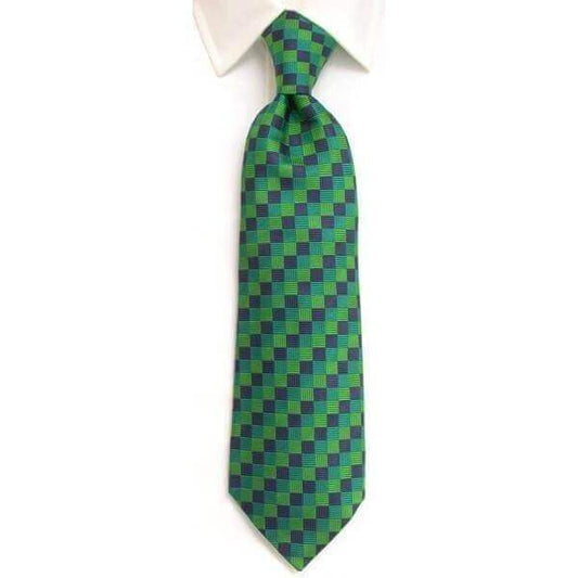 W.H Taylor shirtmakers Handmade Navy & Green Diamond Check Silk Tie