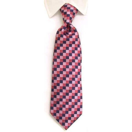 Handmade Navy & Pink Diamond Check Silk Tie - whtshirtmakers.com
