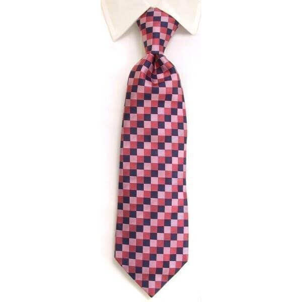 Handmade Navy & Pink Diamond Check Silk Tie - whtshirtmakers.com