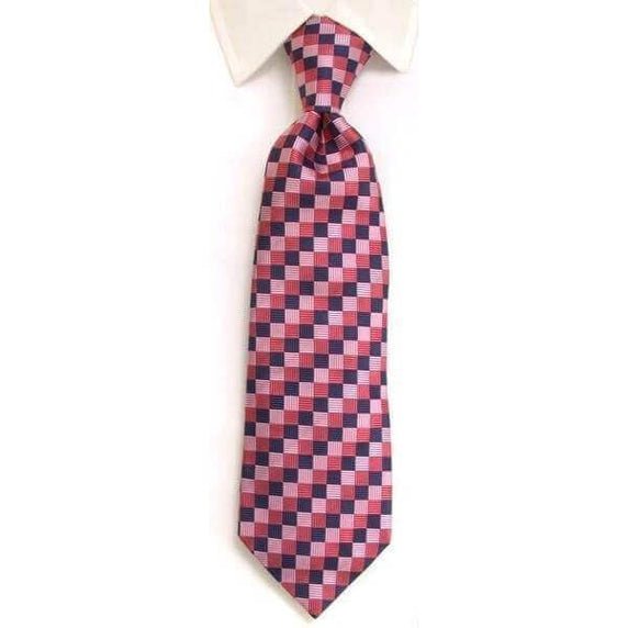 W.H Taylor shirtmakers Handmade Navy & Pink Diamond Check Silk Tie