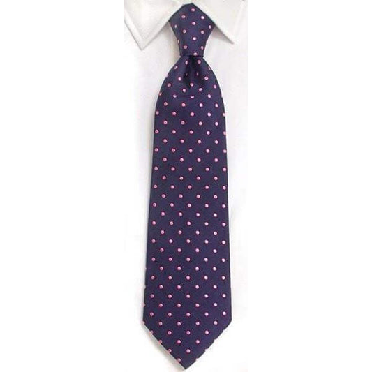 Handmade Navy & Pink Spot Silk Tie - whtshirtmakers.com
