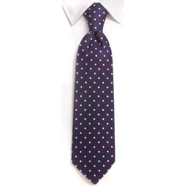 Handmade Navy & White Spot Silk Tie - whtshirtmakers.com