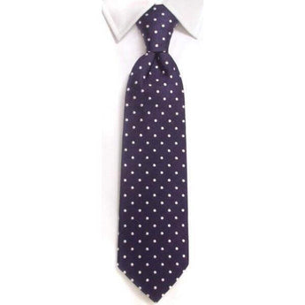 W.H Taylor shirtmakers Handmade Navy & White Spot Silk Tie