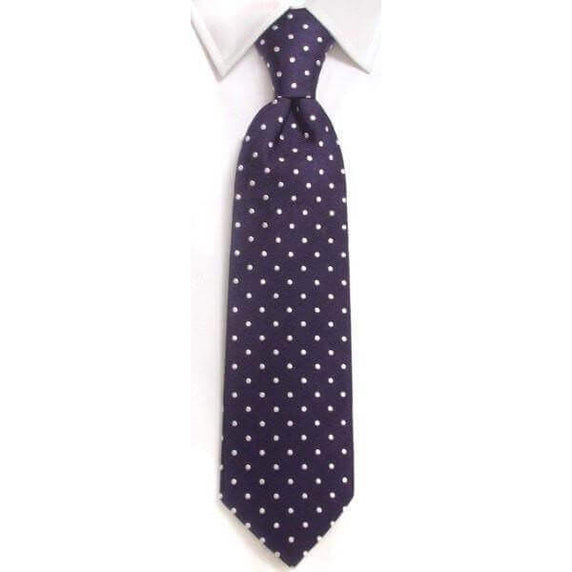 W.H Taylor shirtmakers Handmade Navy & White Spot Silk Tie