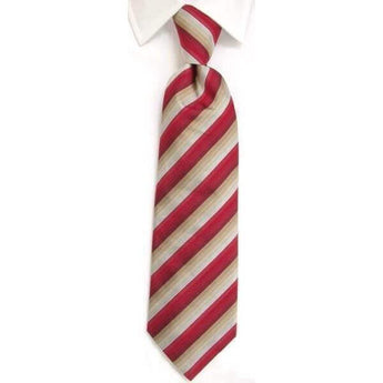 W.H Taylor shirtmakers Handmade Red & Tan Rainbow Stripe Silk Tie